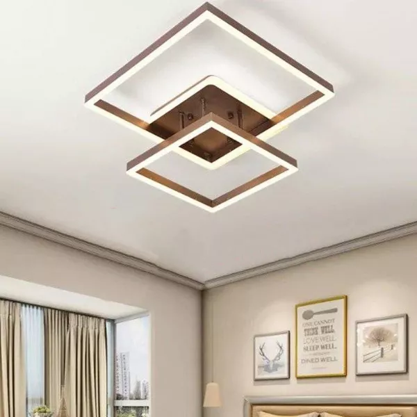 Lustra LED cu telecomanda, 160 W, maro, intensitate reglabila, lumina rece, calda, neutra