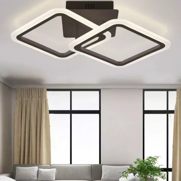 Lustra LED cu telecomanda, 60 W, maro, intensitate reglabila, lumina rece, calda, neutra