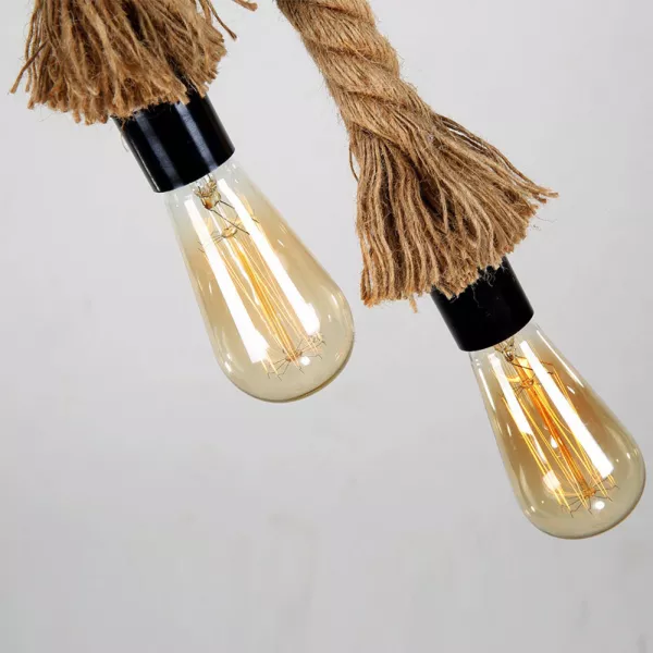 Lustra suspendata vintage din sfoara, doua socluri, E27, max 40 W