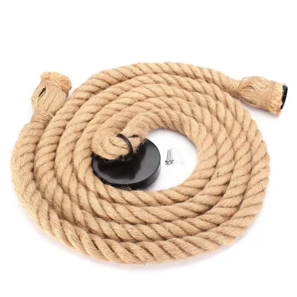 Lustra suspendata vintage din sfoara, doua socluri, E27, max 40 W