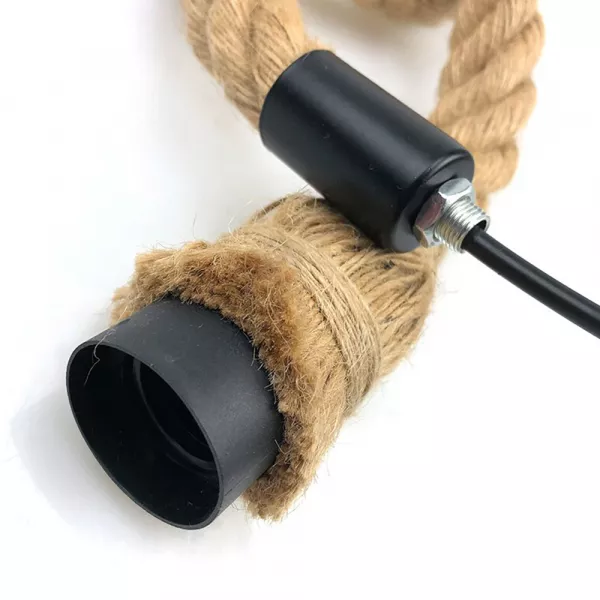 Lustra suspendata vintage din sfoara, doua socluri, E27, max 40 W