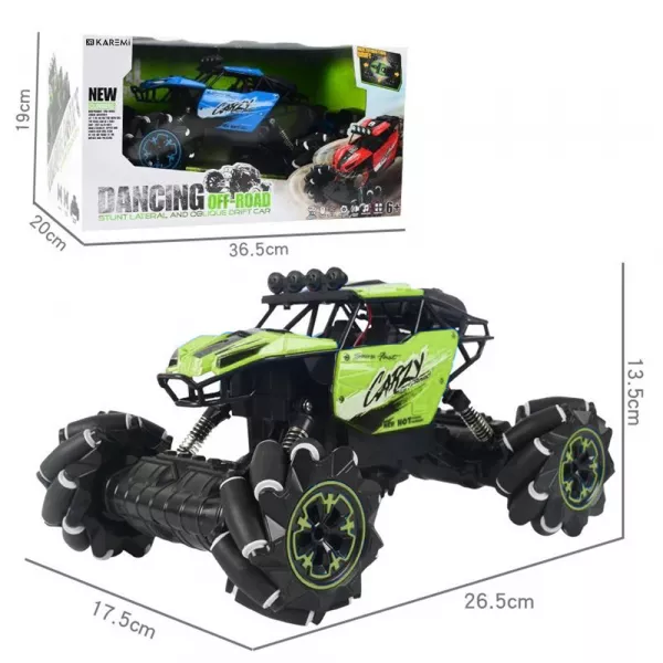 Masina off-road cu telecomanda Karemi pentru copii, amortizor soc, drifturi,catarare, cascadorii, rotatii flexibile, iluminat electric, verde
