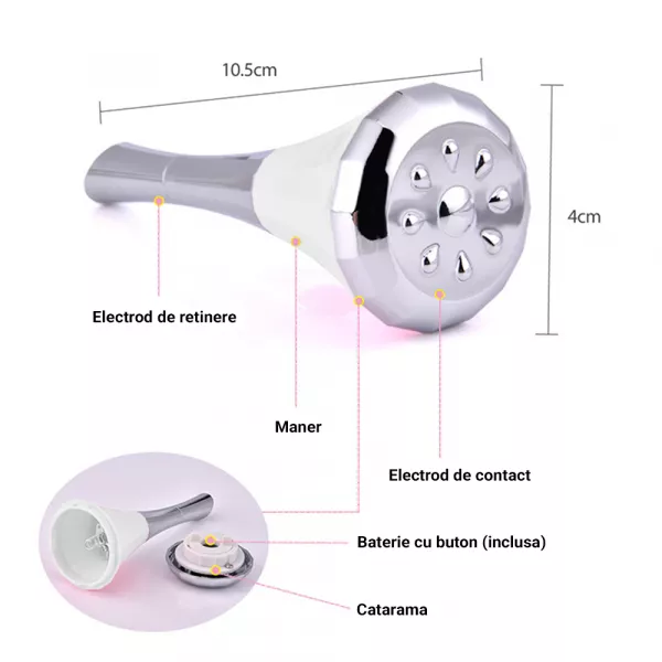 Mini dispozitiv de ridicare a fetei Lila Care, facial si lifting, cu microcurent, alb-gri