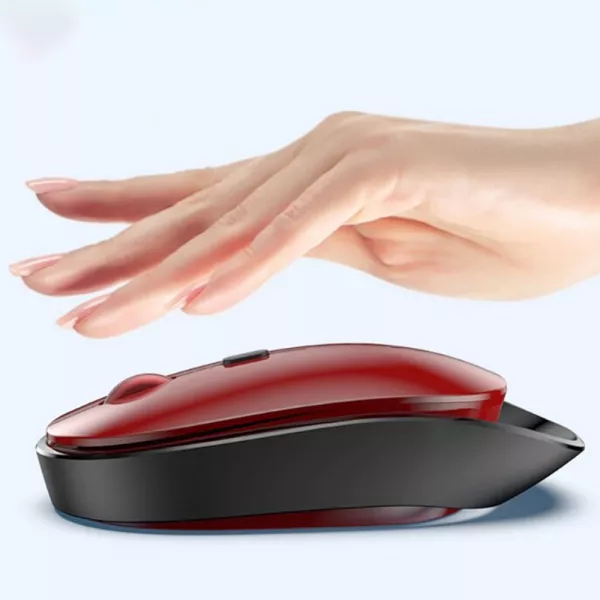 Mouse gaming wireless Loomax, XYH60, ergonomic, silentios, fara fir, rosu/negru