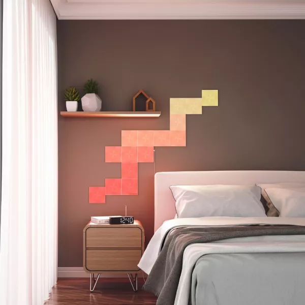 Set panouri luminoase Nanoleaf, modulare, inteligente, Canvas Starter Kit, Wi-Fi, smart home, 9 bucati