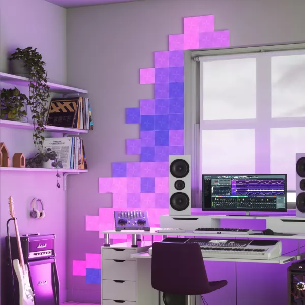 Set panouri luminoase Nanoleaf, modulare, inteligente, Canvas Starter Kit, Wi-Fi, smart home, 9 bucati