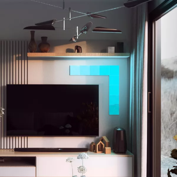 Set panouri luminoase Nanoleaf, modulare, inteligente, Canvas Starter Kit, Wi-Fi, smart home, 9 bucati