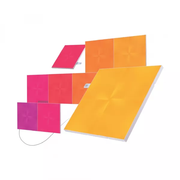 Set panouri luminoase Nanoleaf, modulare, inteligente, Canvas Starter Kit, Wi-Fi, smart home, 9 bucati
