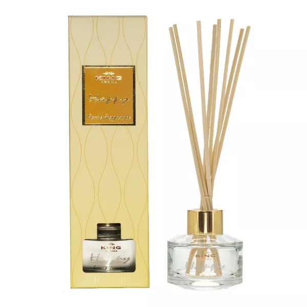 Odorizant cu betisoare de ratan, King Aroma, Happy, 50 ml