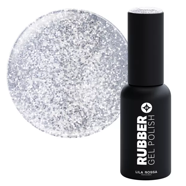 Oja semipermanenta, Lila Rossa, Rubber, 023 silver glitter sclipici, 7 ml