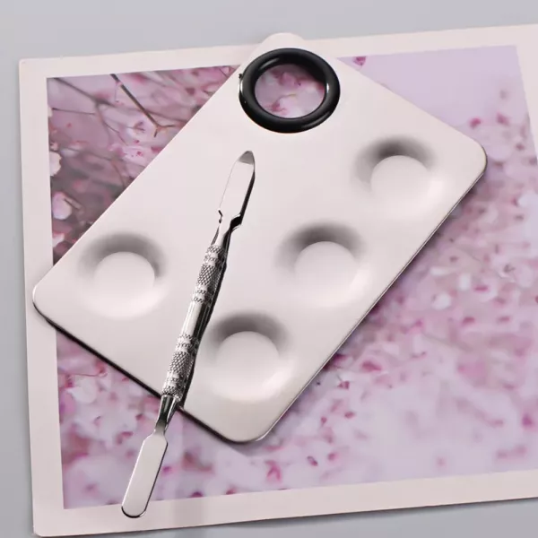 Paleta mixare fond de ten sau vopsele acrilice cu spatula si 4 compartimente, Lila Rossa