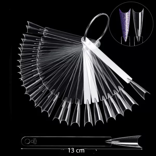 Paletar expunere culori, cu tipsuri unghii false 50 culori, Transparent