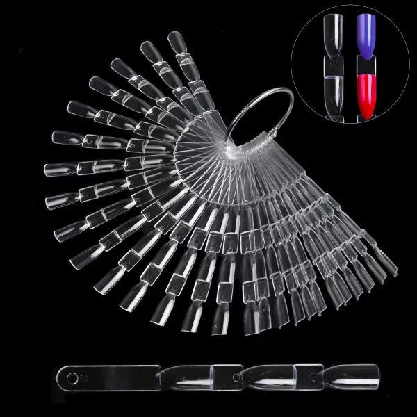 Paletar expunere culori, tipsuri unghii false 50 culori, Transparent