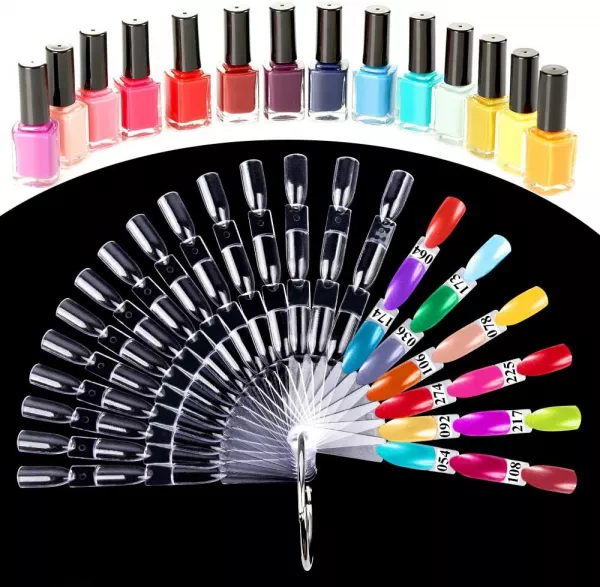 Paletar expunere culori, tipsuri unghii false 50 culori, Transparent