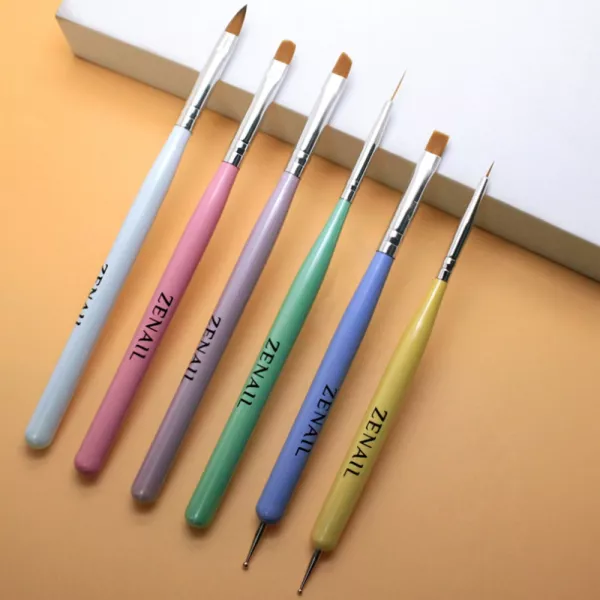 Set 6 pensule unghii Zenail multicolor