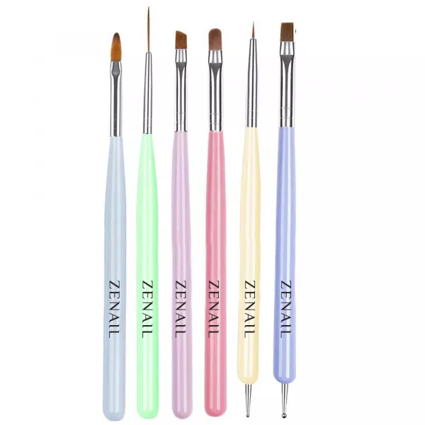 Set 6 pensule unghii Zenail multicolor