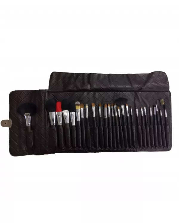 Set pensule makeup cu husa neagra, 26 buc