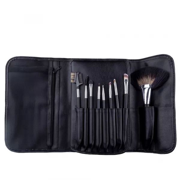 Set pensule makeup, Megaga, cu husa neagra, 22 buc