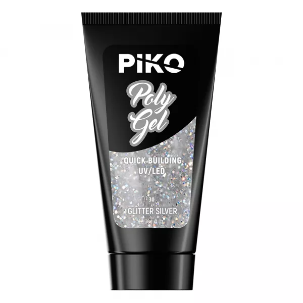 Polygel color, Piko, 30 g, 30 Glitter Silver