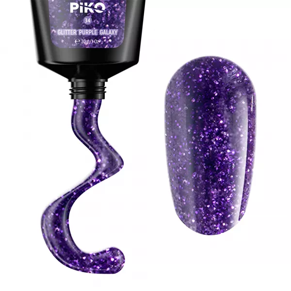 Polygel color, Piko, 30 g, 34 Glitter Purple Galaxy