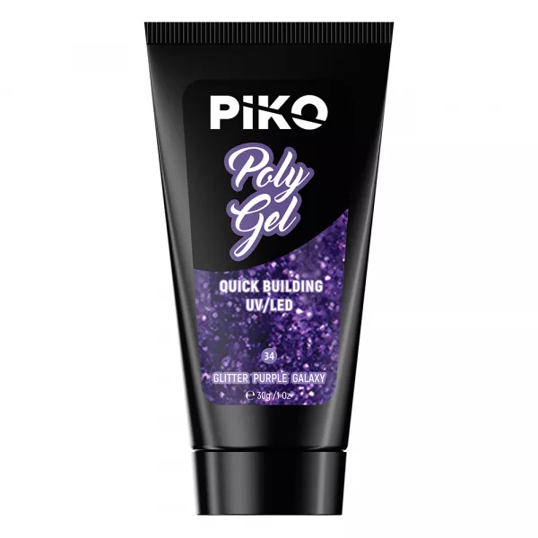 Polygel color, Piko, 30 g, 34 Glitter Purple Galaxy