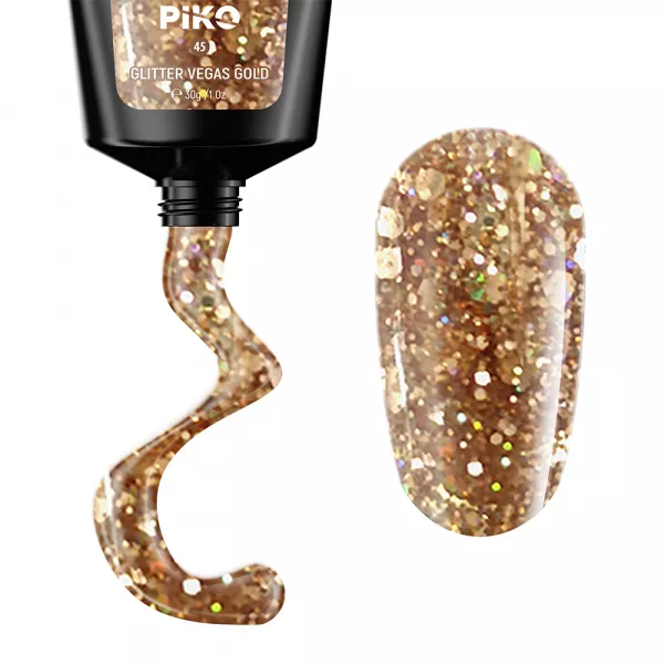 Polygel color, Piko, 30 g, 45 Glitter Vegas Gold