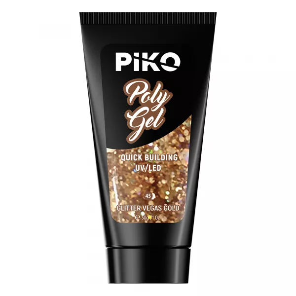 Polygel color, Piko, 30 g, 45 Glitter Vegas Gold
