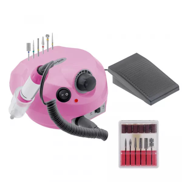 Pila electrica, freza unghii pentru incepatori, roz, 25.000 rpm
