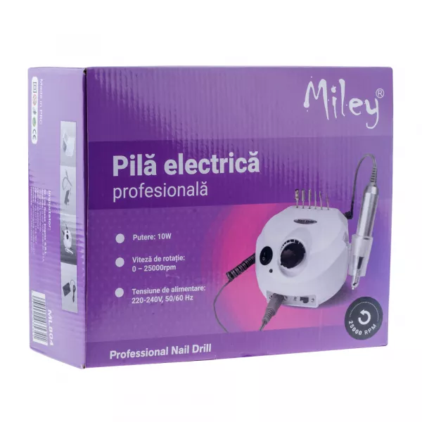 Pila electrica, freza unghii pentru incepatori, roz, 25.000 rpm