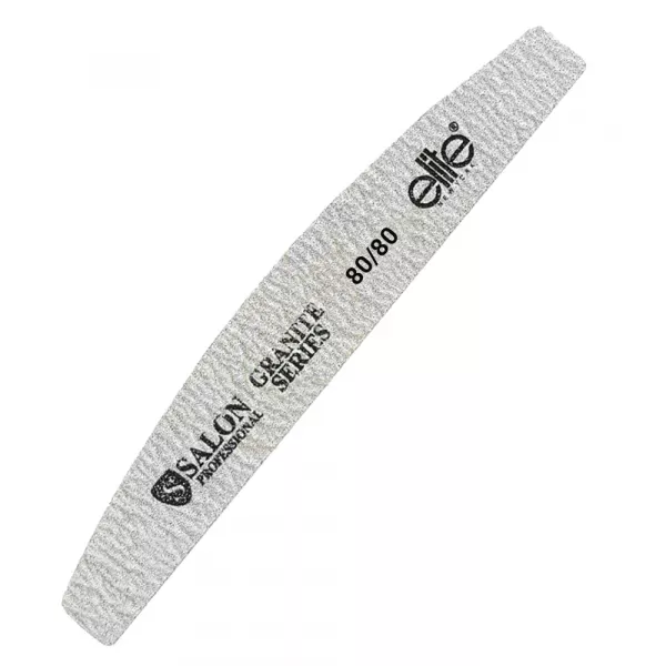 Pila unghii Salon Professional, refolosibila, semiluna, gri, granulatie  80/80