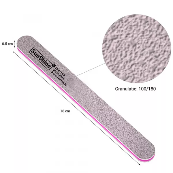 Pila unghii Sunshine, dreapta, gri, granulatie 120/180