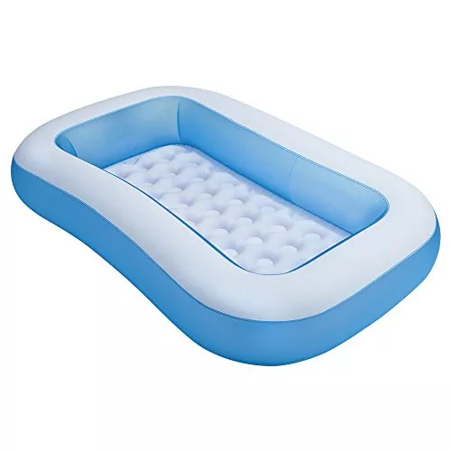 Piscina gonflabila, dreptunghiulara, cu podea dubla, Albastru/Alb, 166 x 100 x 25 cm