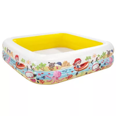 Piscina gonflabila patrata, cu acoperis, galben/alb, 157 x 157 x 122 cm