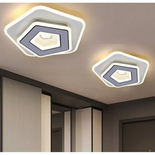 Plafoniera led cu telecomanda, pentagon, lumina reglabila, 100 W, lumina rece, calda, neutra
