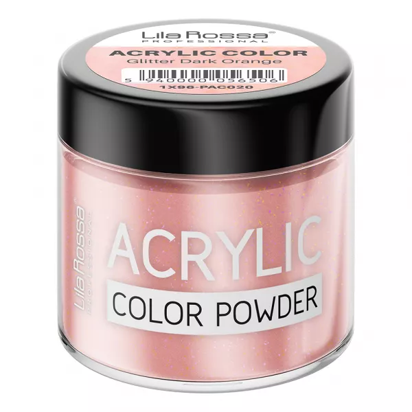 Pudra acrilica color, Lila Rossa, Glitter Dark Orange, 7 g