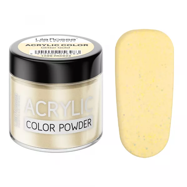 Pudra acrilica color, Lila Rossa, Glitter Gold, 7 g