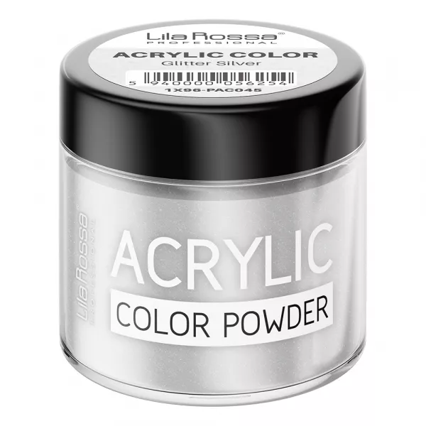 Pudra acrilica color, Lila Rossa, Glitter Silver, 7 g
