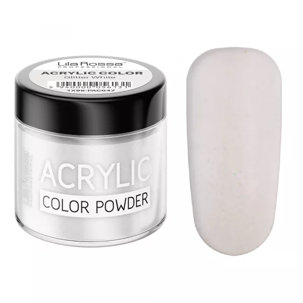 Pudra acrilica color, Lila Rossa, Glitter White, 7 g