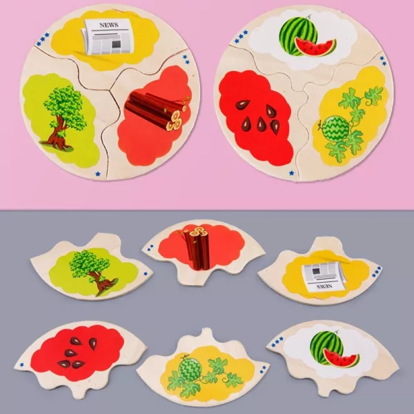 Set 12 Puzzle-uri Karemi de asociere din lemn - Evolution 