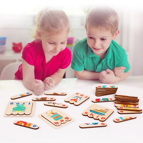 Puzzle Karemi din lemn, joc de ortografie, joc invatare limba engleza, K01B-10137