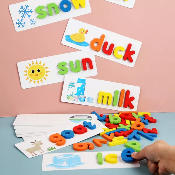 Puzzle Karemi, joc de ortografie, spelling game, joc educativ cu litere si animale, joc invatare limba engleza, K01B-10147