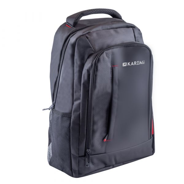 Rucsac laptop Karemi, buzunar frontal, poliester, design casual,  negru