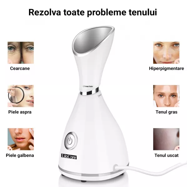 Sauna faciala cu ionizare Lila Care, deschidere pori, curatarea fetei, pulverizator aburi, alb