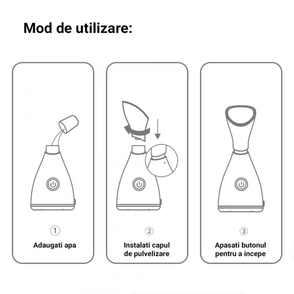 Sauna faciala cu ionizare Lila Care, deschidere pori, curatarea fetei, pulverizator aburi, alb