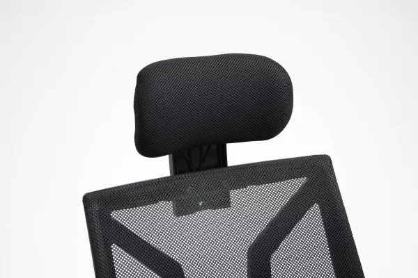 Scaun textil Karemi, Screech Black, de birou, cu suport pentru cap, negru