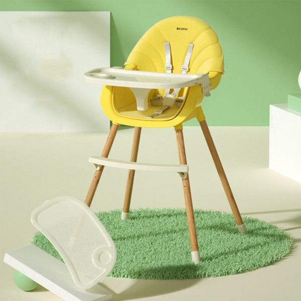 Scaun de masa Karemi, pentru bebe, multifunctional, cu tavita, galben