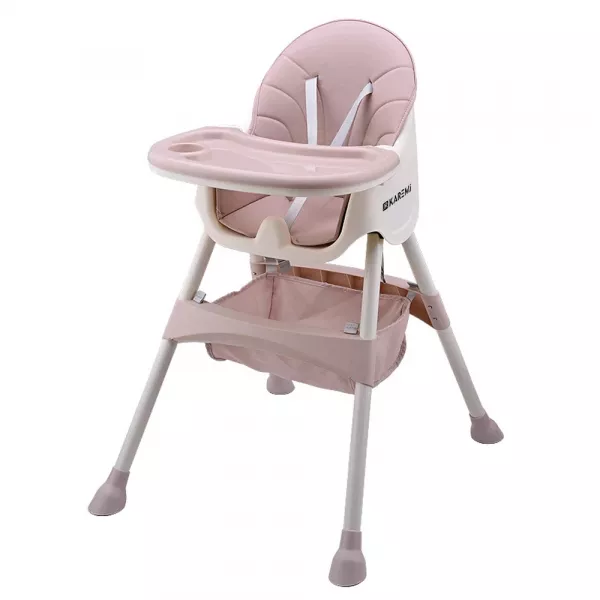 Scaun de masa bebe multifunctional, Karemi, cu tavita reglabila si detasabila, light pink