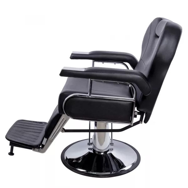 Scaun profesional pentru coafor si frizerie, Lila Rossa, reglabil pe inaltime, piele ecologica, negru, 3305