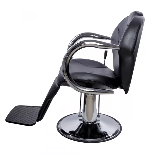Scaun profesional pentru coafor si frizerie, Miso, Lila Rossa, reglabil pe inaltime, piele ecologica, negru
