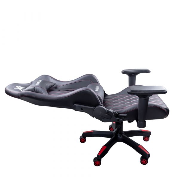 Scaun gaming Karemi, piele ecologica, 2 perne incluse, negru si rosu
